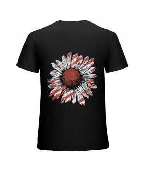 4th of July Patriotic Shirts for men American Flag Shirt Cute Sunflower Graphic Tees Top