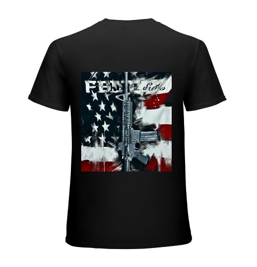 Ulloord Freedom Over Fear Pro Gun USA Flag 2nd Amendment (ON BACK) T-Shirt