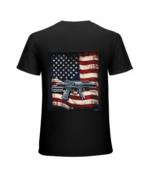 Ulloord Gun American Flag I Don't Run I Reload I Dont Run (on back) T-Shirt