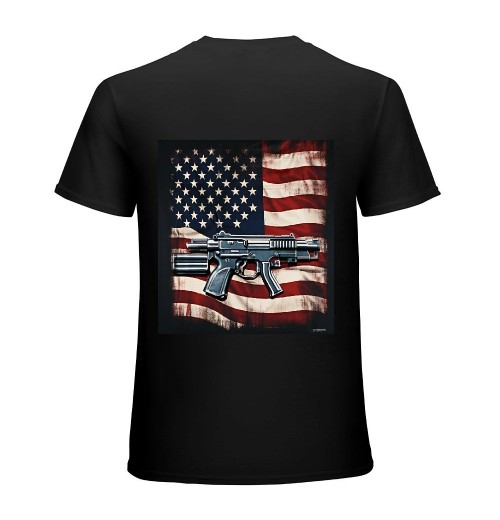 Ulloord Gun American Flag I Don't Run I Reload I Dont Run (on back) T-Shirt