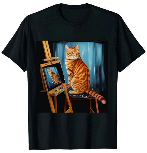 Ulloord Cat Painting Lion Artistic Animals Lover Graphic Novelty T-Shirt