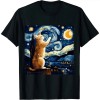 Ulloord Cat Starry Night Shirt - Cat Van Gogh Shirt - Cat Art Lover T-Shirt