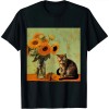 Ulloord Van Gogh Sunflowers Funny cat art painting T-Shirt