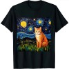 Ulloord Orange Tabby Tiger Cat Starry Night Colorful Art by Aja T-Shirt