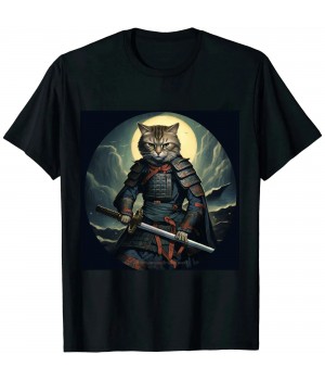 Ulloord Vintage samurai cat tee Japanese ninja art aesthetic T-Shirt