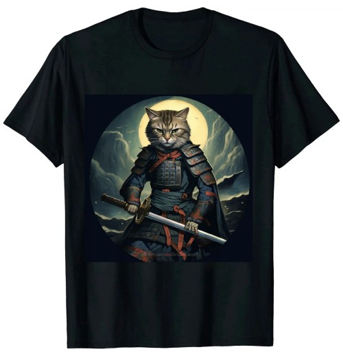 Ulloord Vintage samurai cat tee Japanese ninja art aesthetic T-Shirt