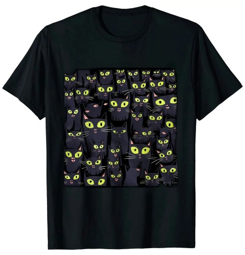 Ulloord mens Spooky Black Cats Cat Art Halloween T-Shirt