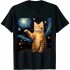 Ulloord Art Van Gogh Starry Night Cat Gifts for Cats Lover Mom Dad T-Shirt