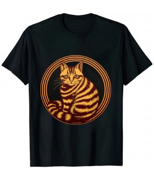 Ulloord Artistic Curled Up Cat Cute Orange Tabby Cat Art T-Shirt