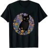 Ulloord Black Cats Flower Garden T-Shirt