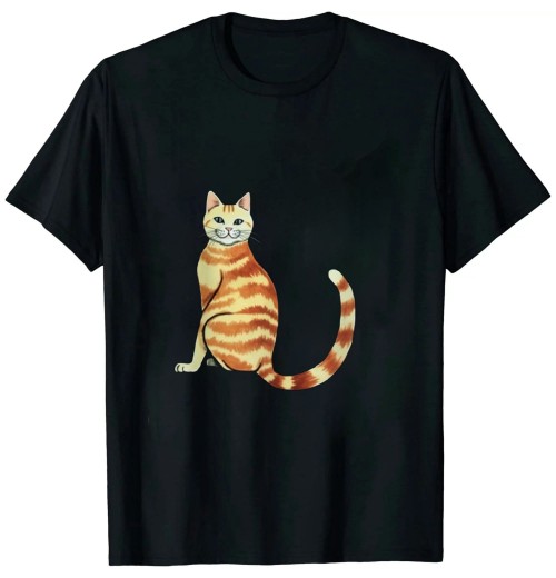 Ulloord Orange Cat Stretching Art cute orange kitty cats T-Shirt