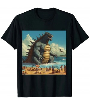 Ulloord Kaiju on the Beach Suntanning Vacation Ocean Holiday Party T-Shirt