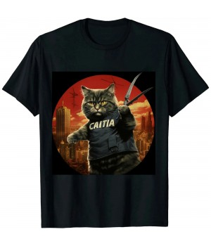 Ulloord Catzilla - Funny Cat Lover Kitten Kitty Short Sleeve T-Shirt Small