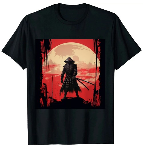 Ulloord Japanese Art Samurai Vintage Fighter Retro Design T-Shirt