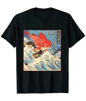 Japanese Retro Vintage Artwork Samurai on the Koi Fish T-Shirt