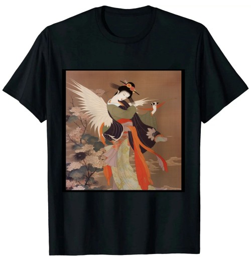 Dance of Cranes Japanese Retro Art T-Shirt