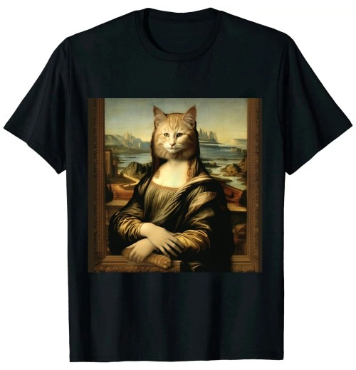 Ulloord Mona Lisa With Orange Cat Funny Art Painting T-Shirt