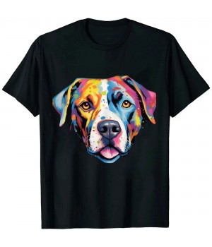 Ulloord Colorful Dog Splash Art Pitbull T-Shirt