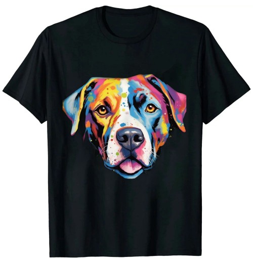 Ulloord Colorful Dog Splash Art Pitbull T-Shirt