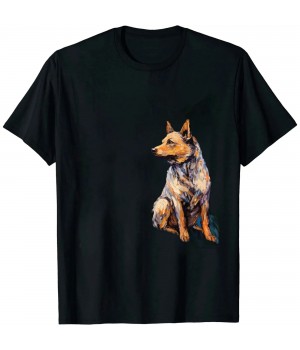 Ulloord Blue Heeler Starry Night Australian Cattle Dog Art by T-Shirt