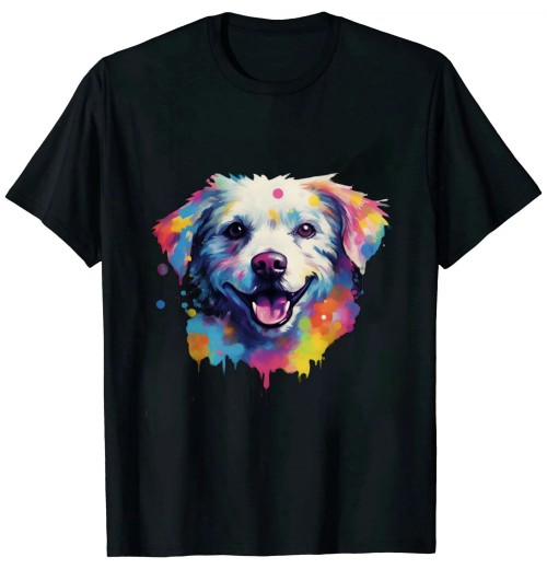 Ulloord Colorful Maltese Splash Art Dog T-Shirt