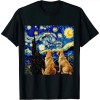 Ulloord Funny dog art painting dog Lover Starry Night dog Van Gogh T-Shirt