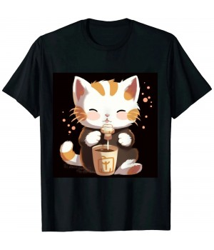 Ulloord Bubble Tea Cute Cat Anime Kawaii T Shirt