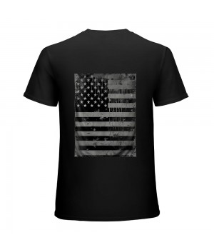 Ulloord Men's Big Black American Flag USA- Distressed T-Shirt