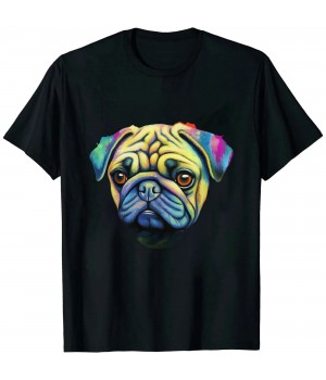 Ulloord Splash Art Pug Colorful Cute Mops Dog Men Women T-Shirt