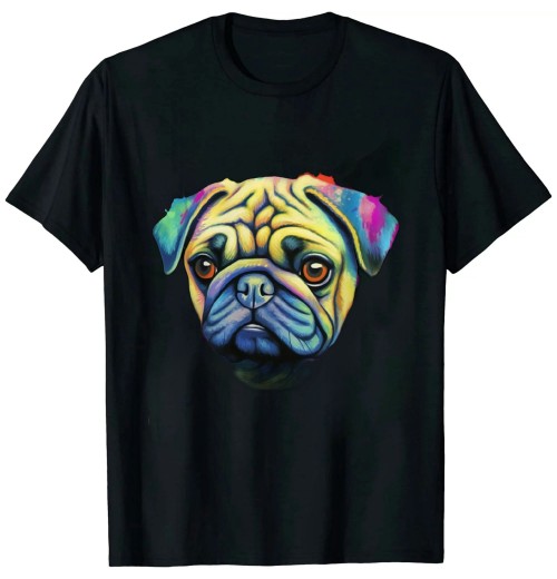 Ulloord Splash Art Pug Colorful Cute Mops Dog Men Women T-Shirt