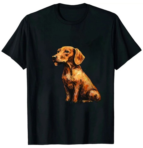 Ulloord Brown Short Hair Dachshund Doxie Starry Night Dog Art by  T-Shirt