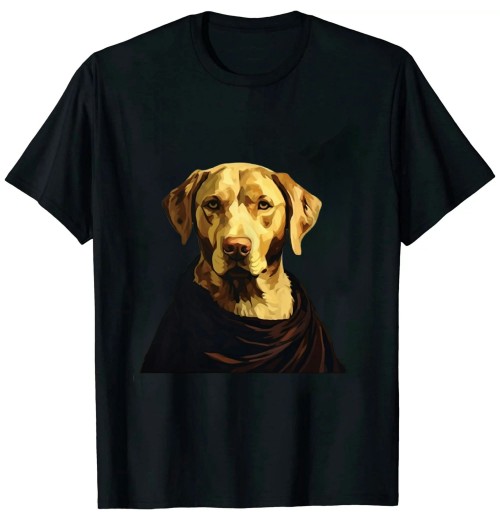 Ulloord Funny Mona Lisa Yellow Lab Dog Art Parody T-Shirt