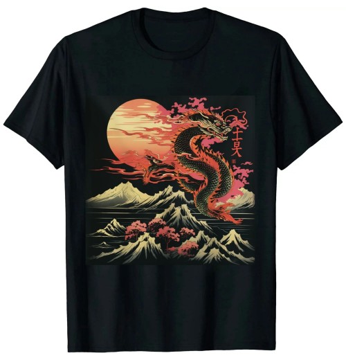 Ulloord Japanese Tokyo Dragon Asian inspired retro 80’s style T-Shirt