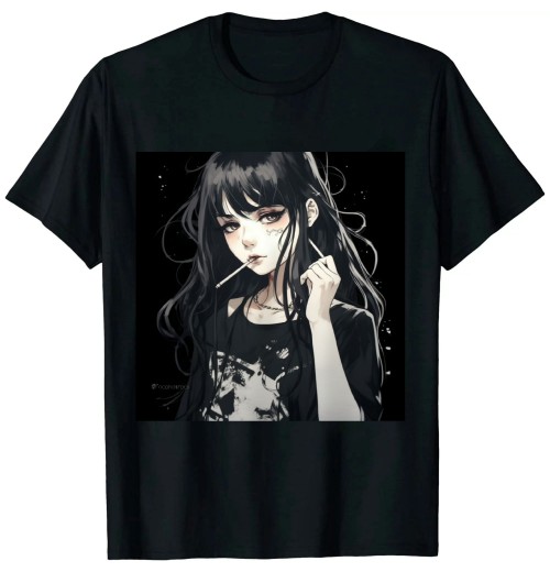 Ulloord Anime Horror Girl Aesthetic Soft Grunge Waifu Japanese Otaku T-Shirt