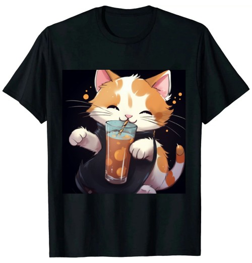 Ulloord Cat Boba Tea Bubble Tea Anime Kawaii Neko T-Shirt