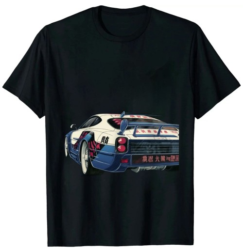 Ulloord Japanese Cars Lovers Print on Back Cool T-Shirt