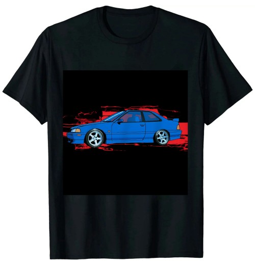 Ulloord JDM Car EK SI Electron Blue Coupe T-Shirt