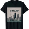 Ulloord Chicago City Skyline Lights at Night T-Shirt