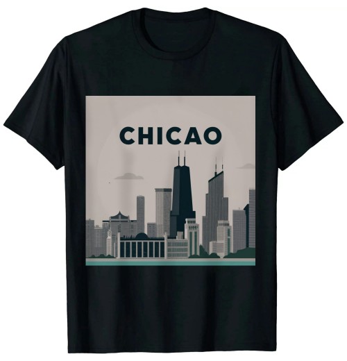 Ulloord Chicago City Skyline Lights at Night T-Shirt