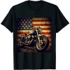 Ulloord Motorcycle USA Flag Retro Biker T-Shirt