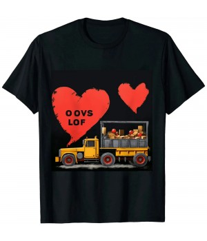 Ulloord Kids Loads Of Love Valentines Day Cute Heavy Equipment V-Day Boys T-Shirt