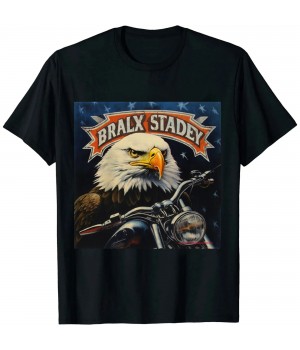 Ulloord Men's Eagle &amp; Stars Printed Graphic Cotton Tee Shirt, Black