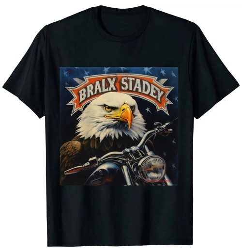 Ulloord Men's Eagle &amp; Stars Printed Graphic Cotton Tee Shirt, Black