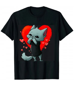 Ulloord Dabbing Axolotl Heart Valentines Day as Girls Boys Kids T-Shirt