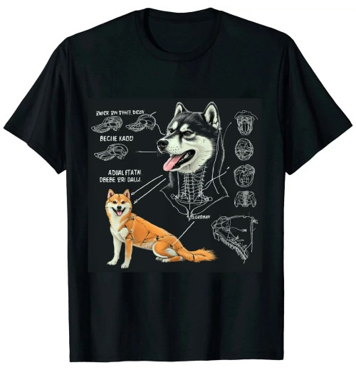 Ulloord Funny Anatomy Shiba Inu Dog Lover T-Shirt