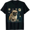 Ulloord Funny Pug Shirt | 3 Pug Moon Dog Lovers Three Space Canines T-Shirt