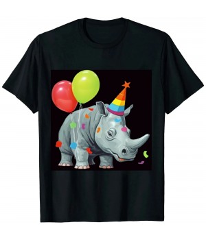 Ulloord Funny Hippo With Balloon Birthday Hippo T-Shirt