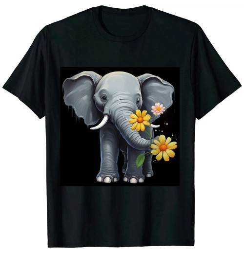 Ulloord lilttle elephant Flower T-Shirt