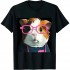 Ulloord Cute Hipster Guinea Pig Hamster In Pink Eye Glasses Gift T-Shirt