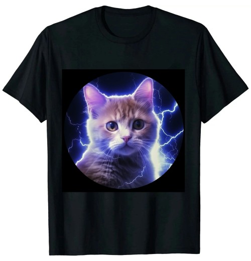 Ulloord  Lightning Cat  Graphic Cat T-Shirt for men